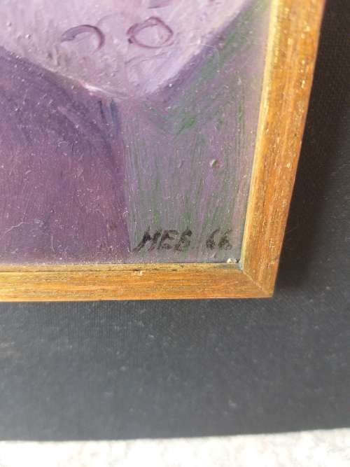Self portrait by artist oil on board singed MES dated 66